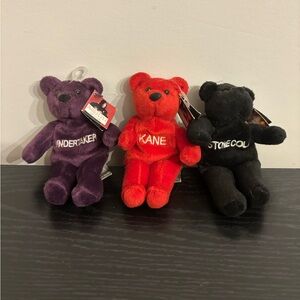 VTG WWF Attitude Bears Plush Undertaker, Stone Cold & Kane 3 Bear Lot Wrestling